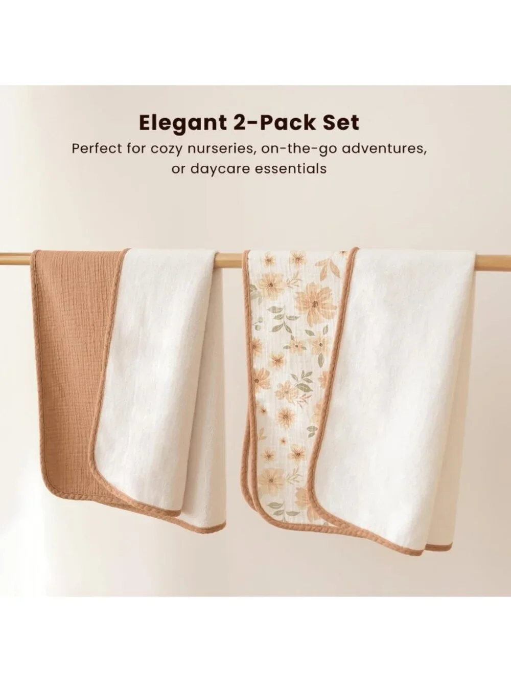2 Pack Waterproof Portable Changing Pads | Soft Cotton Diaper Mats for Newborns